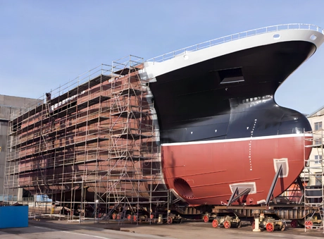 Shot Blasting and surface preparation for painting on ships